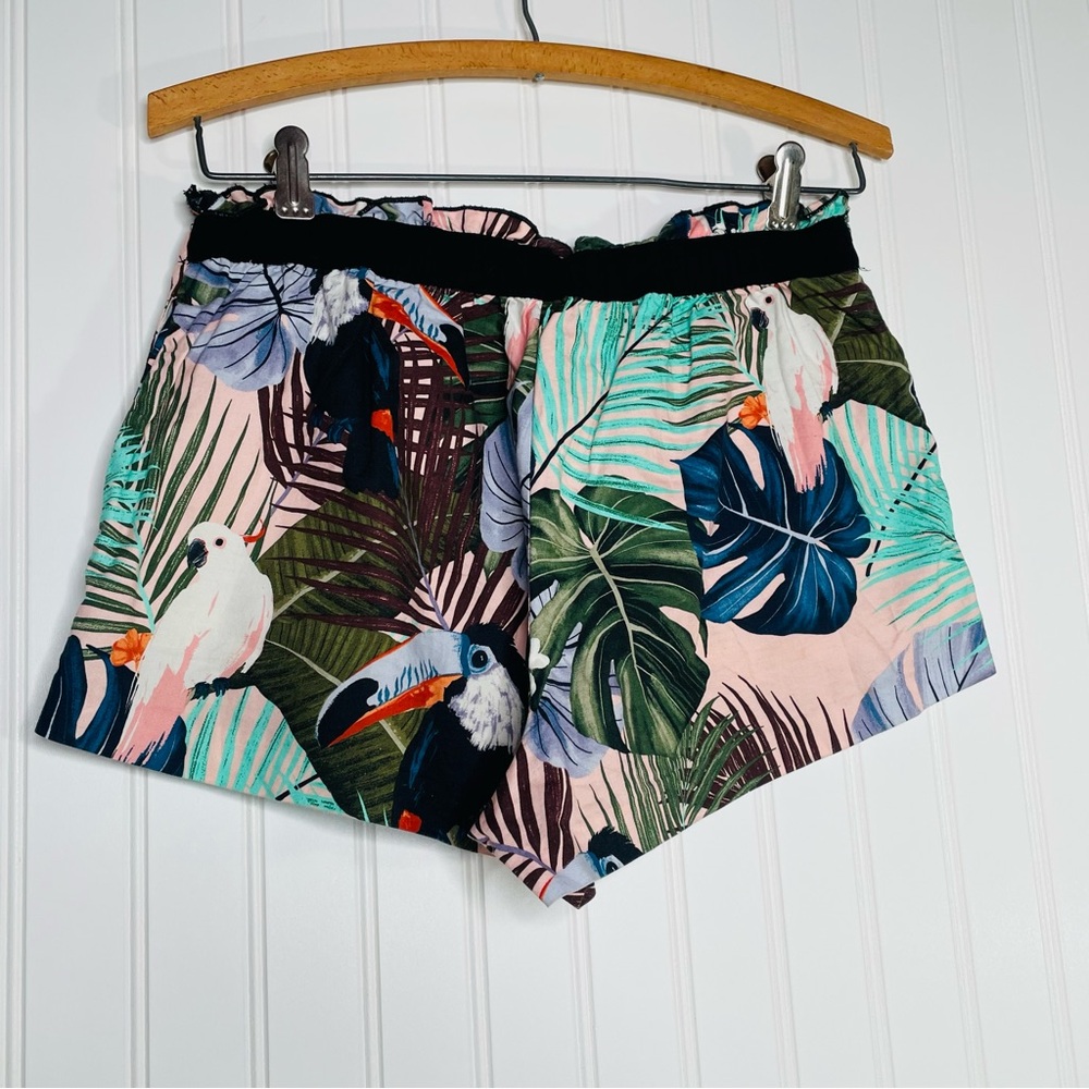 ZARA Tropical Print Drawstring Shorts - Picture 5 of 7